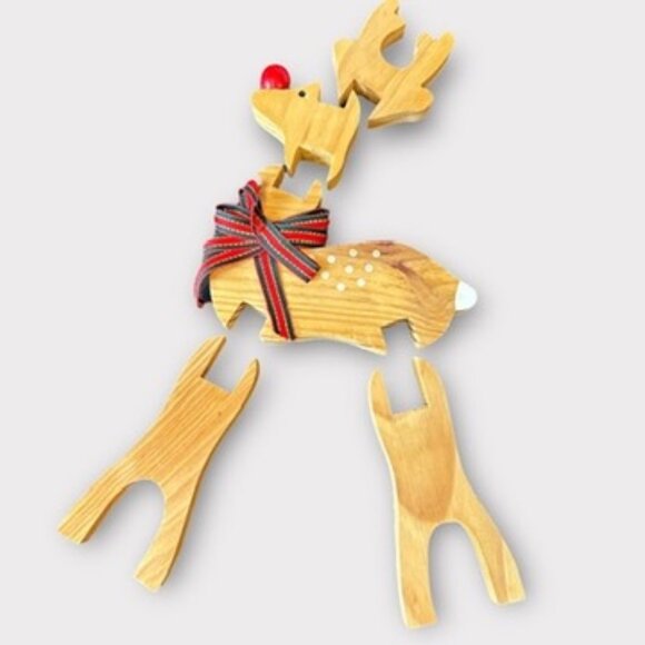 Vintage House Of Lloyd Wooden WOODLAND REINDEER Set Christmas Around The World - Picture 3 of 4